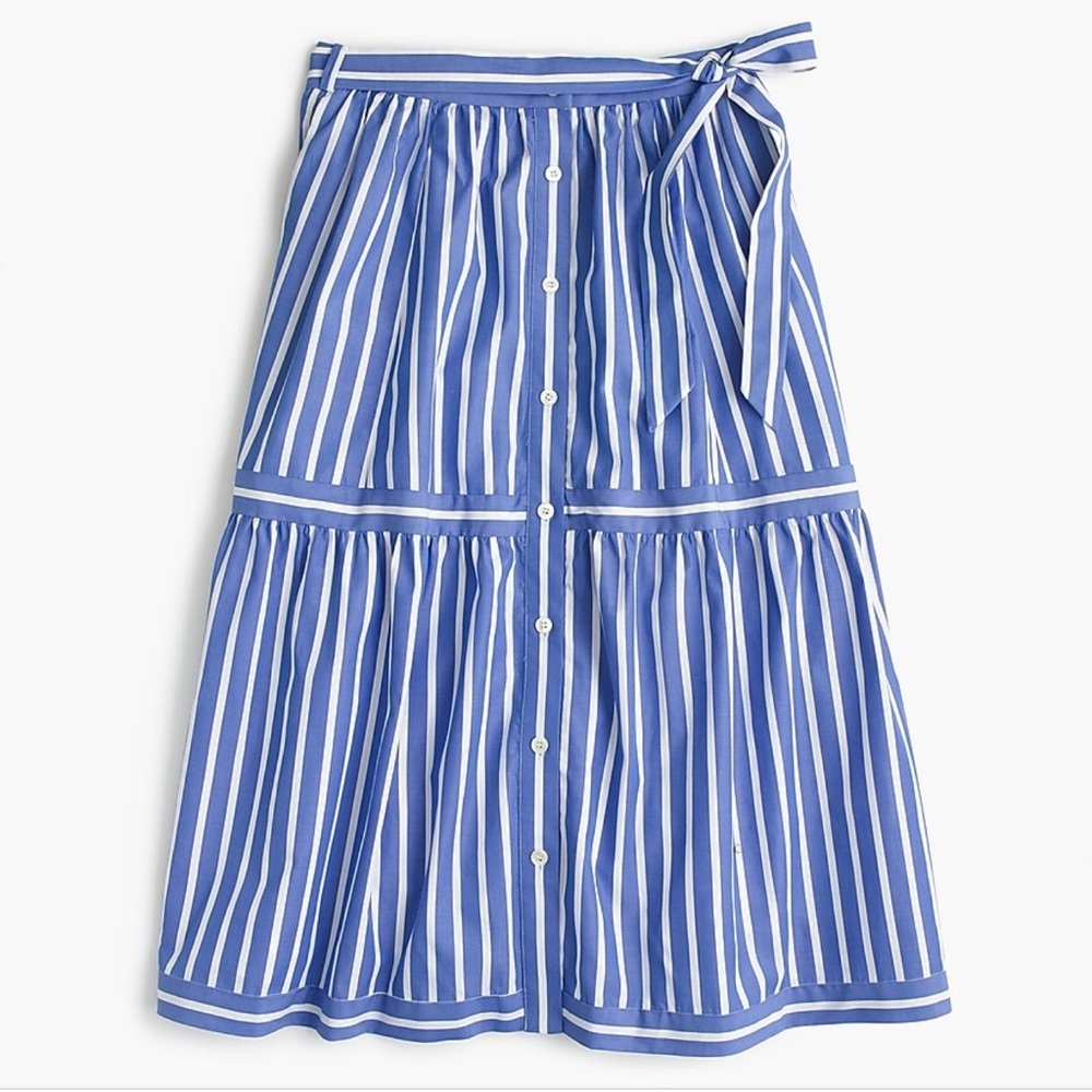 NWT- BUTTON FRONT STRIPE SKIRT